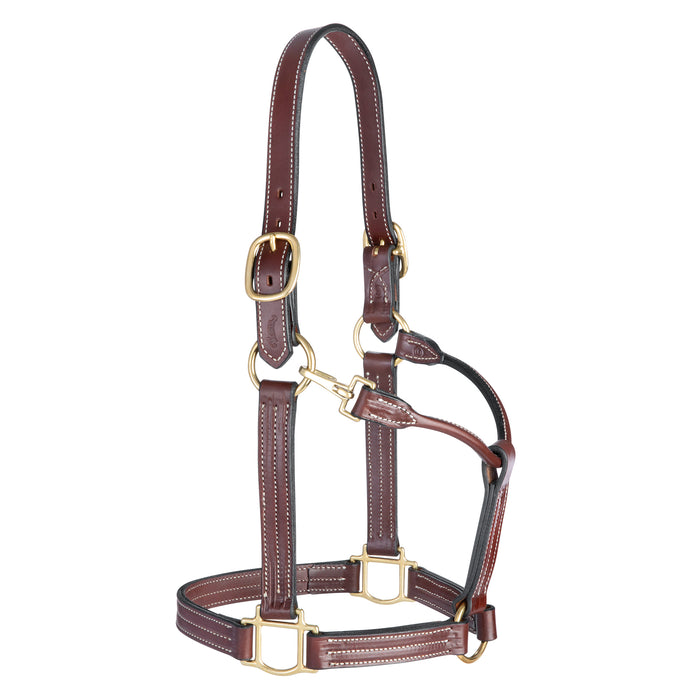 1 1/8" Triple Stitch Fixed Chin Leather Halter