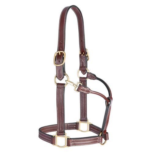 1 1/8" Triple Stitch Fixed Chin Leather Halter