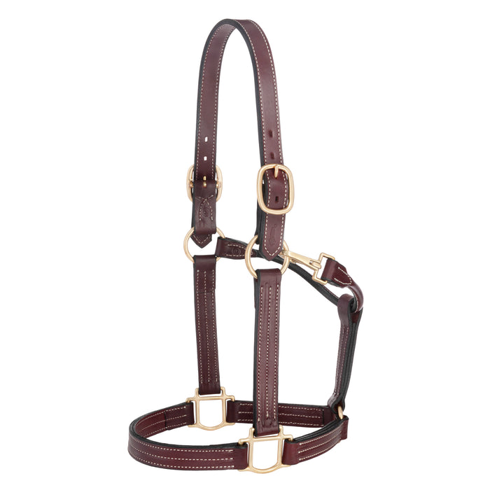 1 1/8" Triple Stitch Fixed Chin Leather Halter