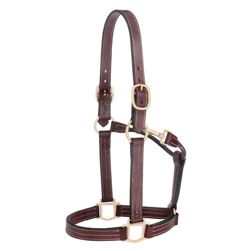 1 1/8" Triple Stitch Fixed Chin Leather Halter