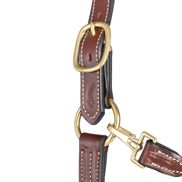 1 1/8" Triple Stitch Fixed Chin Leather Halter