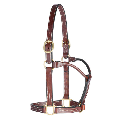 1" Triple Stitch Non-Adjustable Leather Halter
