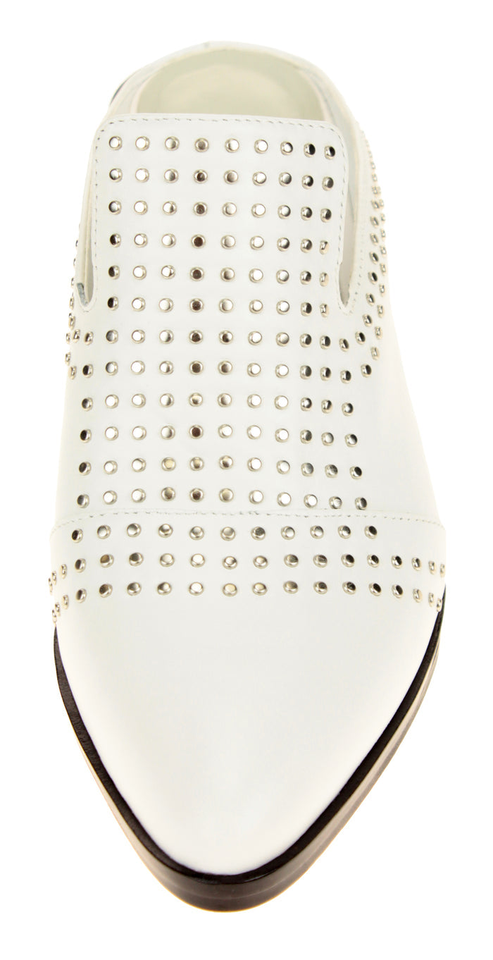1.State Women's Lon Studded Slip-On Mule, White