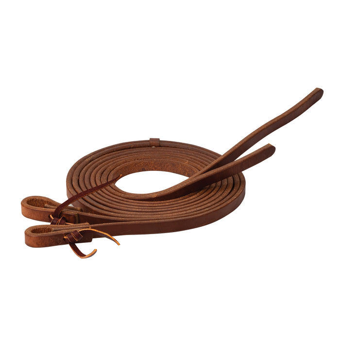 5/8" x 7' Oiled Hermann Oak Harness Leather Split Reins with Water Loops