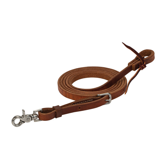 5/8" x 8' Oiled Hermann Oak Harness Leather Roper Rein with Scissor Snap