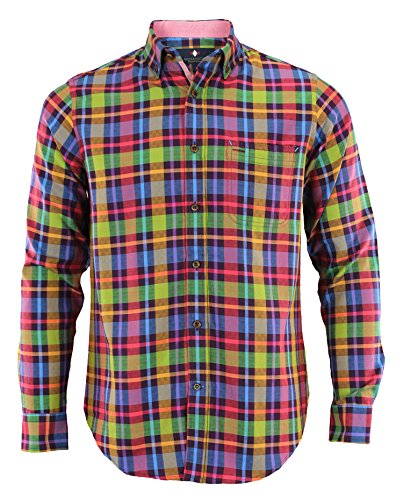 Argyle Culture Men's Long Sleeve Button Up Plaid Shirt, Sky