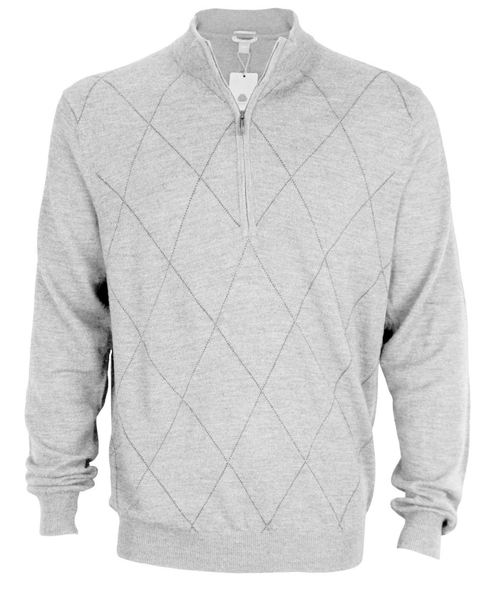 Ashworth Men's Diamond Merino Wool Half Zip Pullover Golf Sweater, Several Colors
