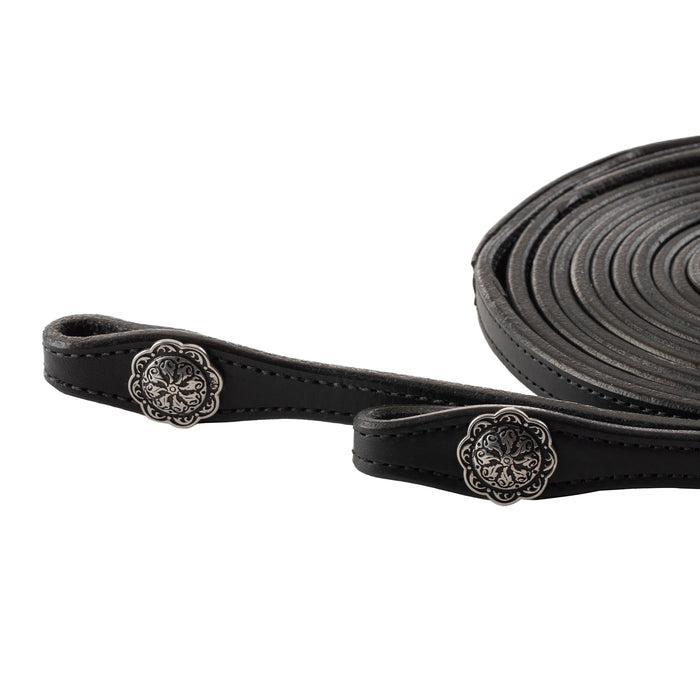 Back In Black Leather Reins, 5/8"