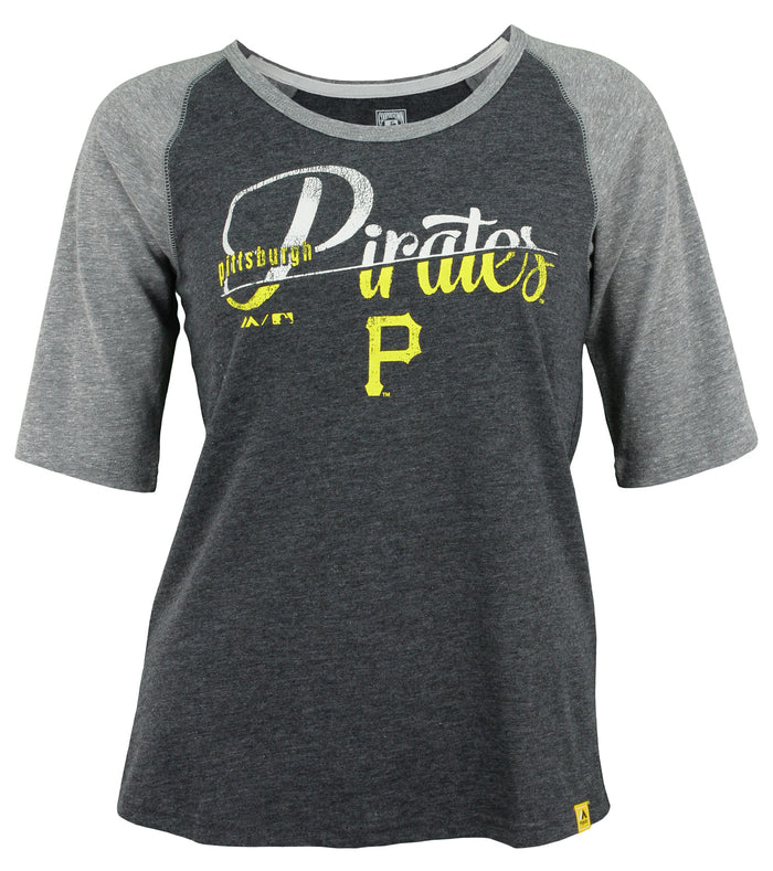 Baseball MLB Youth Girls Pittsburgh Pirates Old Fashionished Vintage Raglan Tee