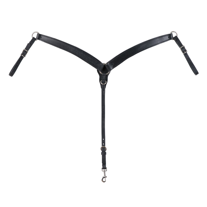 Black Leather Contoured Ring-in-Center Breast Collar