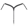 Black Leather Floral Buckstitch Contoured Breast Collar
