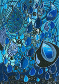 Blue Raindrops by JHN.ByHjort - patterned raindrops in cobalt and navy with tiny sea scenes