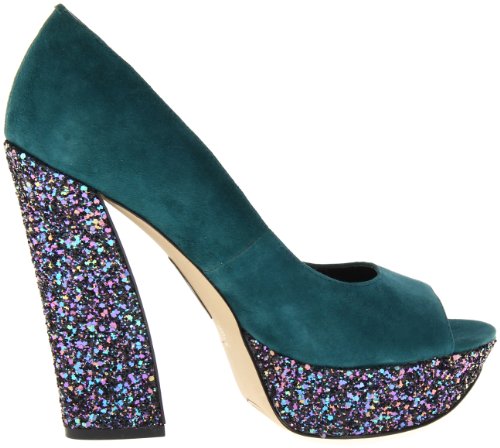 Boutique 9 Alesandra Women's Glitter Peep Toe Pumps Heels, Dark Turquoise