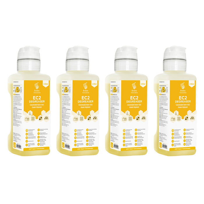 Four bottles of EC2 cleaner on a white background