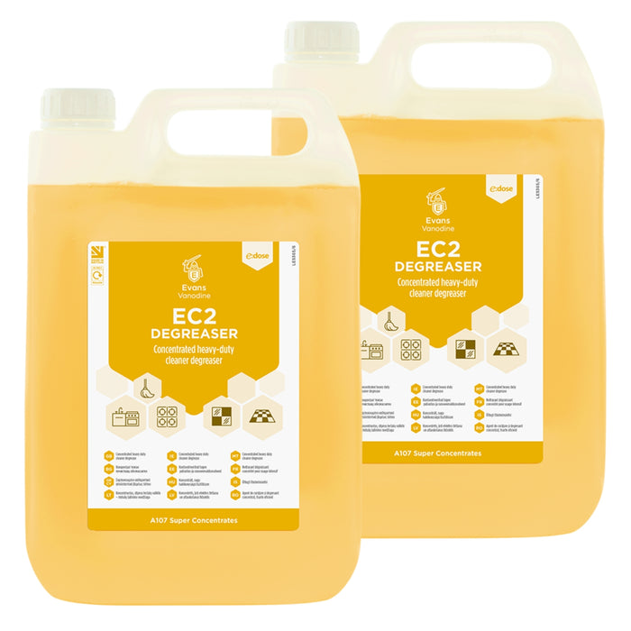 Two bottles of EC2 Degreaser on a white background