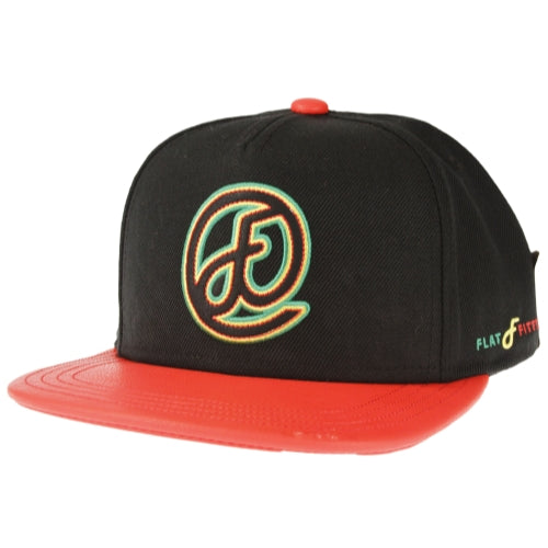Flat Fitty One Love Strapback Cap Hat, Black / Red, One Size