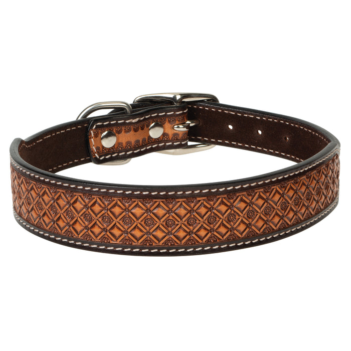 Floret Tooled Dog Collar, front