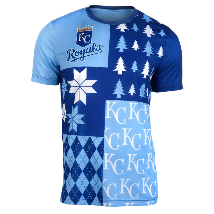 FOCO MLB Men's Kansas City Royals Busy Block Ugly Crew Neck Tee