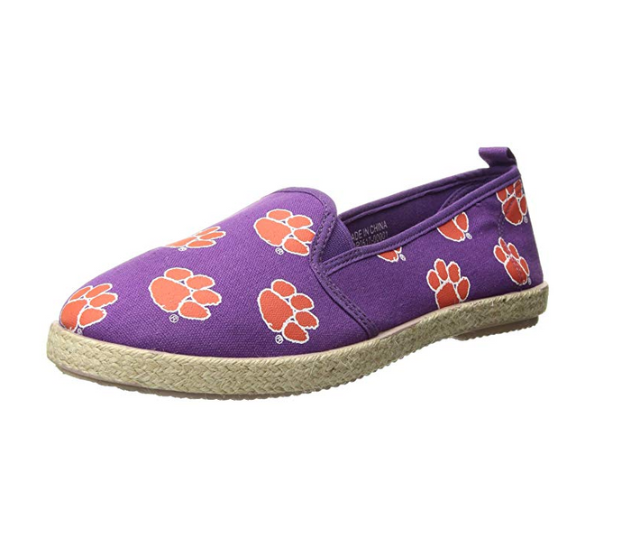 FOCO NCAA Women's Clemson Tigers Espadrille Canvas Slip On Shoe