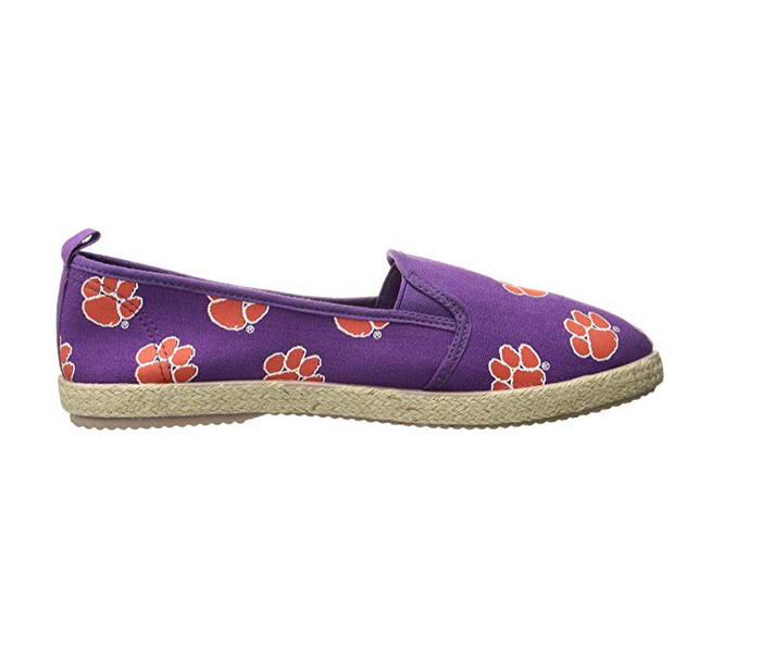FOCO NCAA Women's Clemson Tigers Espadrille Canvas Slip On Shoe
