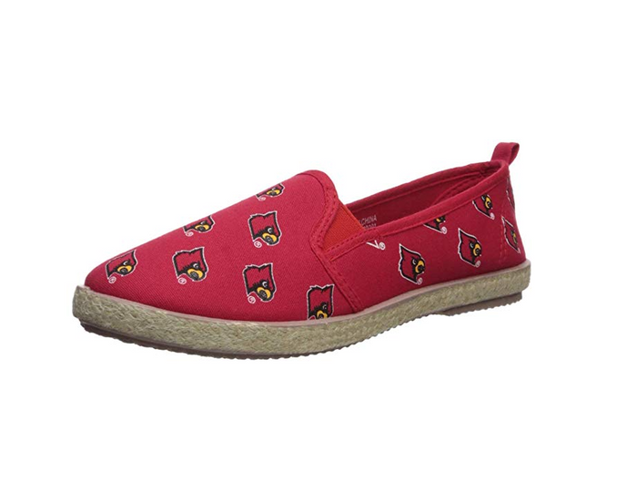 FOCO NCAA Women's Louisville Cardinals Espadrille Canvas Slip On Shoe