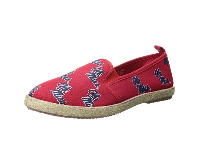 FOCO NCAA Women's Mississippi Old Miss Rebels Espadrille Canvas Slip On Shoe