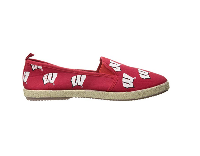 FOCO NCAA Women's Wisconsin Badgers Espadrille Canvas Slip On Shoe