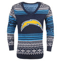 FOCO NFL Women's Los Angeles Chargers Big Logo Aztec V-Neck Sweater
