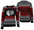 FOCO NHL Women's Chicago Blackhawks Big Logo Aztec V-Neck Sweater
