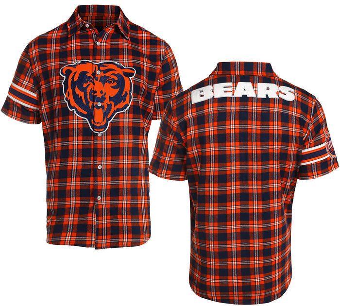 Forever Collectibles NFL Men's Chicago Bears Color Block Short Sleeve Flannel