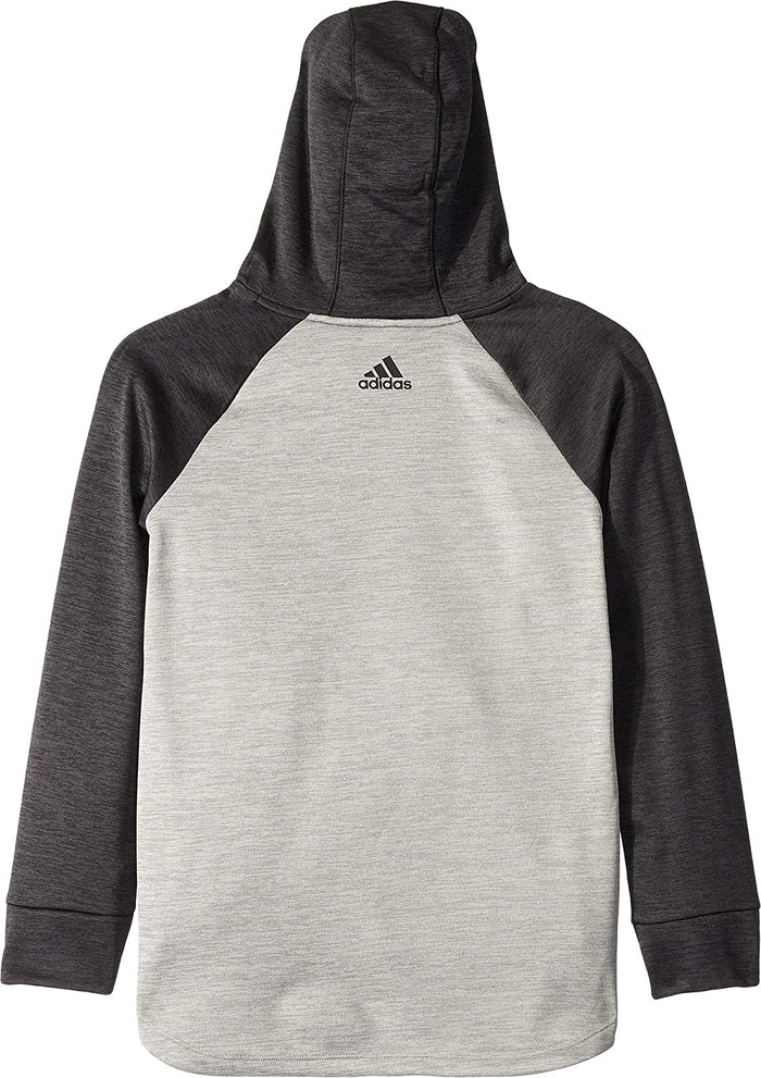adidas Girl's Youth Color Block Hooded Sweatshirt, Black Heather