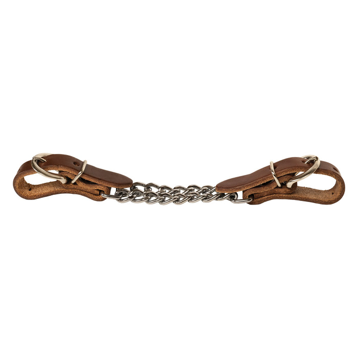 Harness Leather 4-1/4" Double Flat Link Chain Curb Strap, Sunset