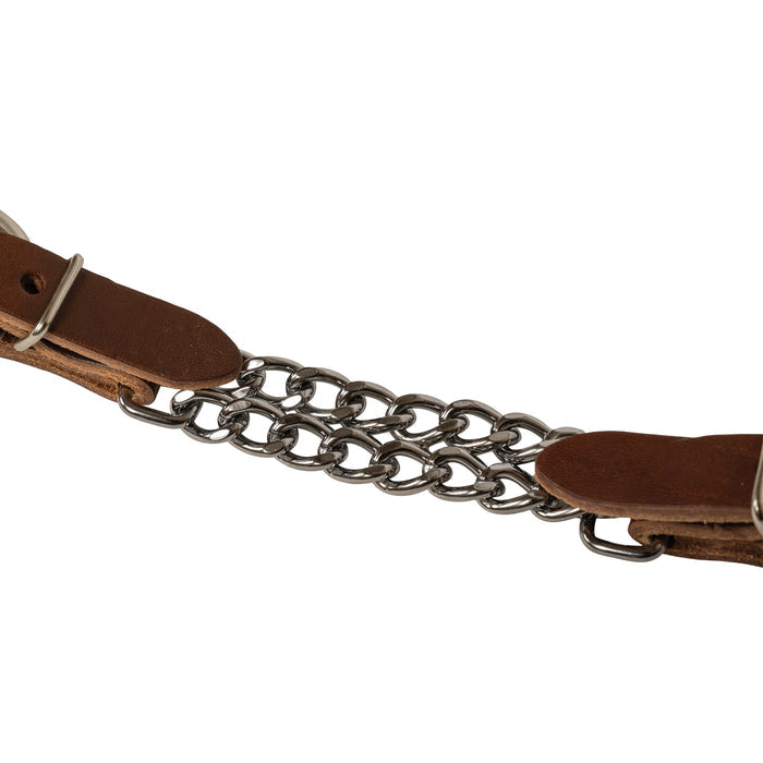 Harness Leather 4-1/4" Double Flat Link Chain Curb Strap, Sunset