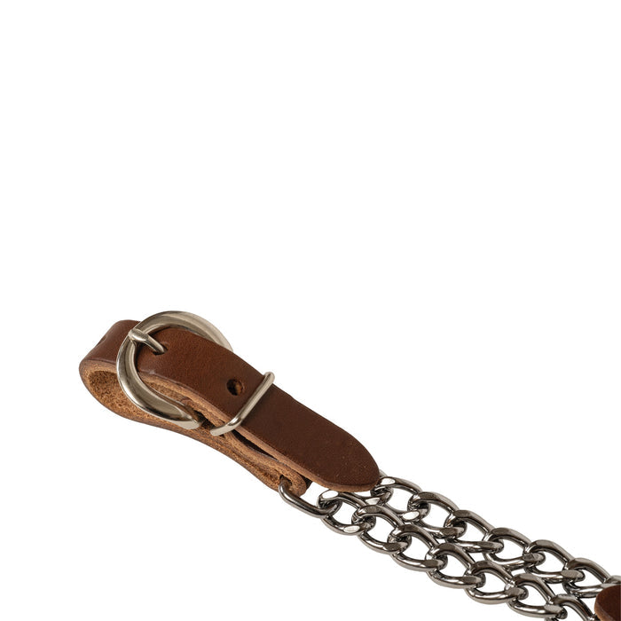 Harness Leather 4-1/4" Double Flat Link Chain Curb Strap, Sunset
