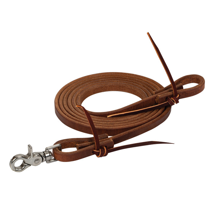 Heavy Harness Leather Roper Rein with Scissor Snap and Water Loop