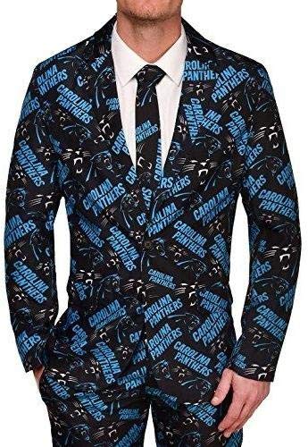 KLEW NFL Men's Carolina Panthers Repeat Logo Ugly Business Suit - 3 Piece Set