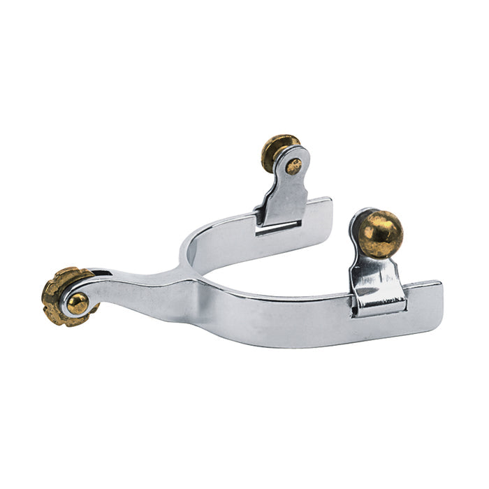 Ladies' Roping Spurs with Plain Band with Rosebud Rowel, Stainless Steel