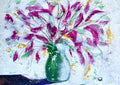 Magenta Bouquet by Marina Agre - magenta and violet flowers in a green vase