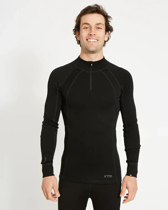 XTM Performance Men's Thermal Top Men's Merino 230 Wool Zip Neck Thermal Top