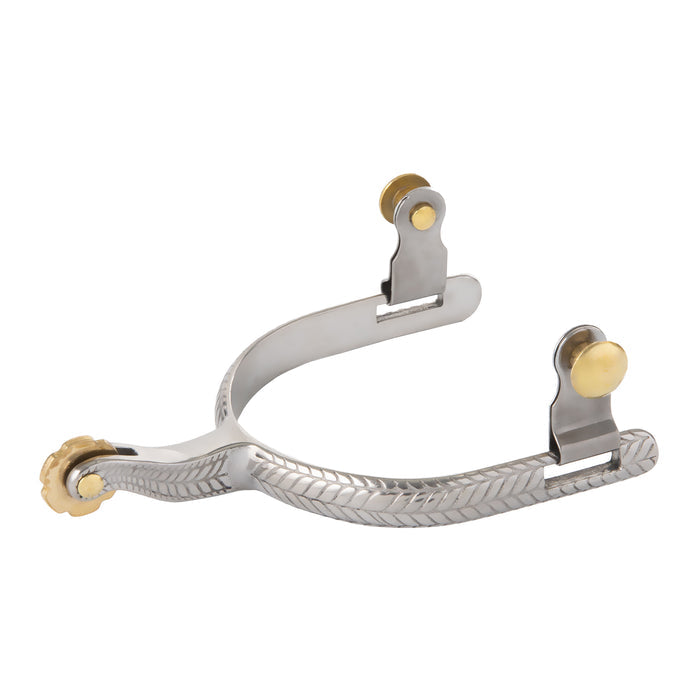 Men’s Roping Spurs with Engraved Band and Rosebud Rowel