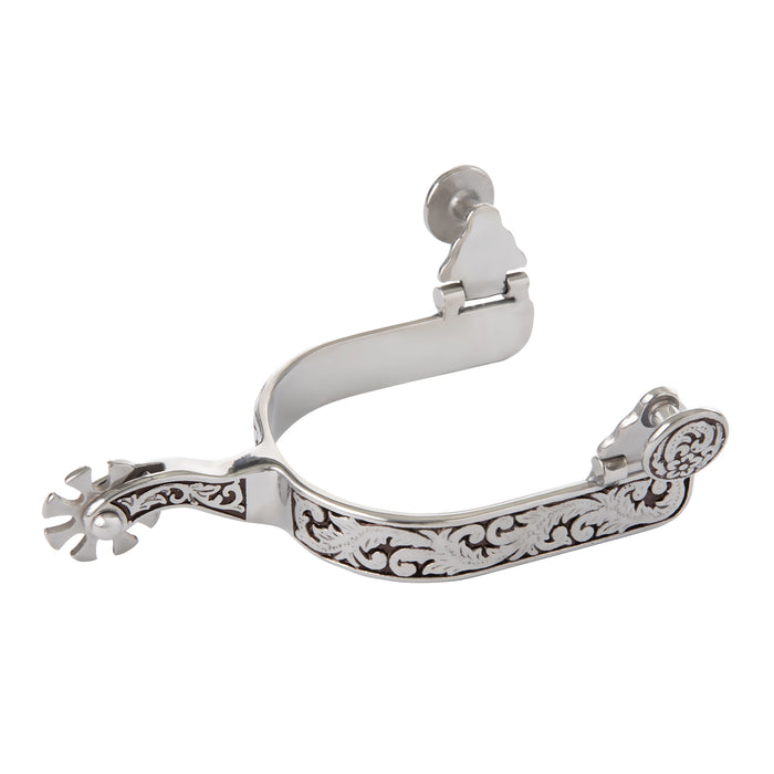 Men's Spurs with Engraved Band and Black Background