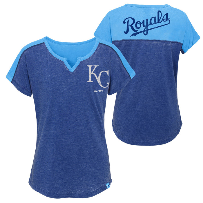 MLB Youth Girls Kansas City Royals Ballpark Best Color Block Dolman Sleeve T-Shirt