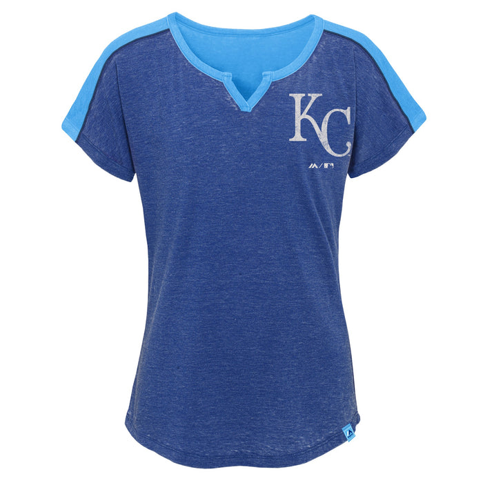 MLB Youth Girls Kansas City Royals Ballpark Best Color Block Dolman Sleeve T-Shirt