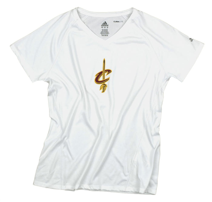 Adidas NBA Women's Cleveland Cavaliers Lightweight V-Neck Tee T-Shirt, White