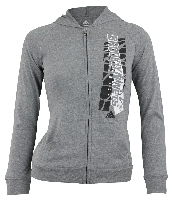 Adidas NBA Youth Girls Brooklyn Nets All Net Tri-Blend Hoodie, Gray