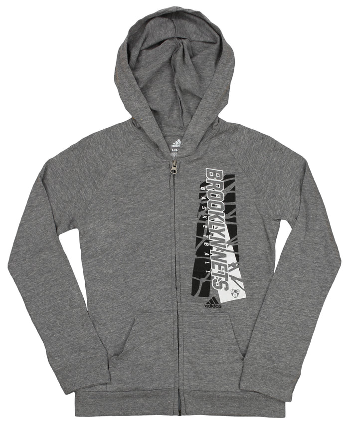 Adidas NBA Youth Girls Brooklyn Nets All Net Tri-Blend Hoodie, Gray