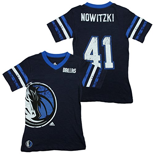 Adidas NBA Youth Girl's Dallas Mavericks Dirk Nowitzki #41 Replica Jersey Tee, Navy