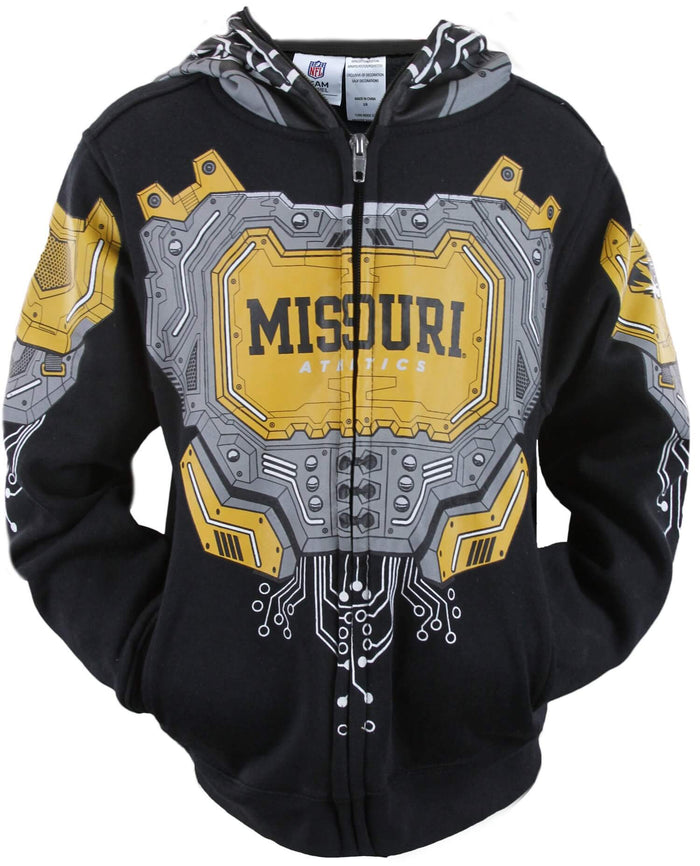 NCAA College Youth Boys Missouri Basketball Full Zip Masked Sweatshirt Hoodie