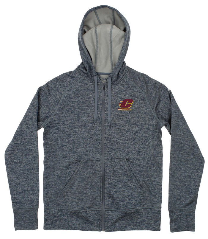 adidas NCAA Women's Central Michigan Chippewas Full Zip Tech Fleece Hoodie, Grey