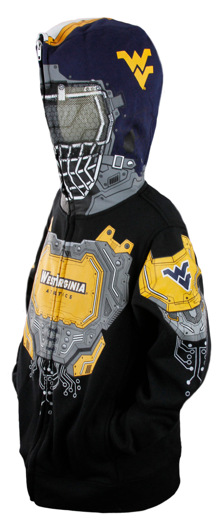 NCAA Youth Boys West Virginia Mountaineers Full Zip Masked Sweatshirt Hoodie, Black